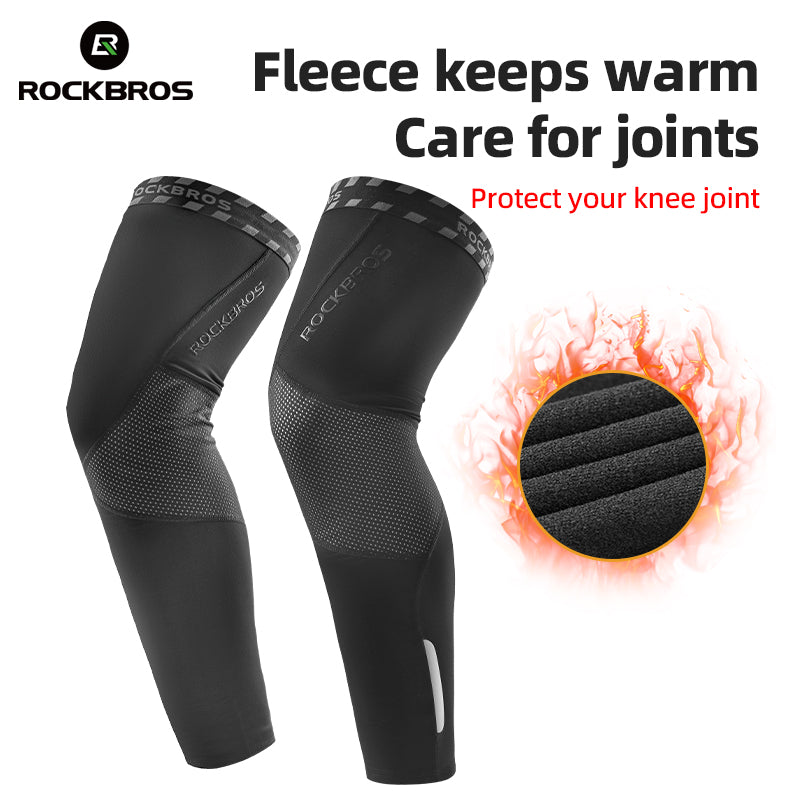 ROCKBROS Ensemble Manches de Bras & Jambières Thermiques Hiver Élastiques, Protection pour Cyclisme (1 Paire Chaque)