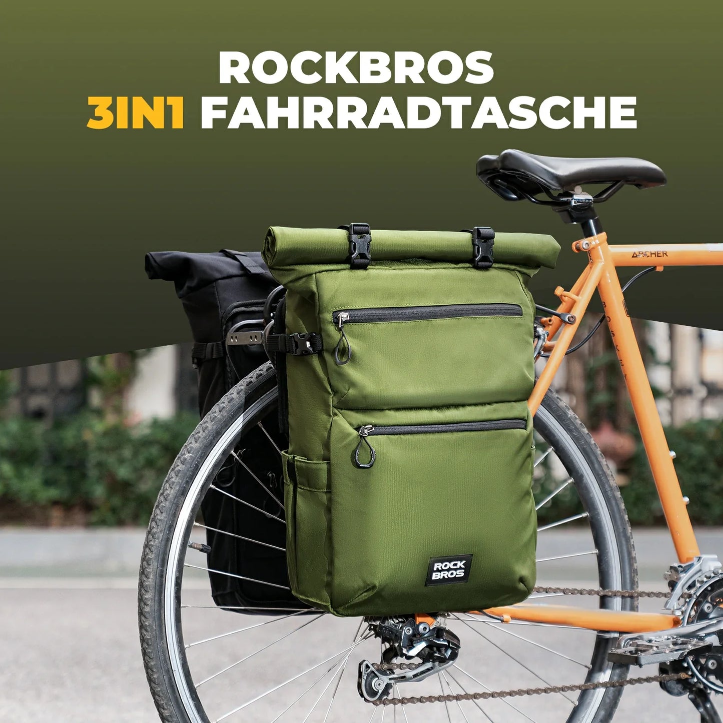 ROCKBROS 3 in 1 bike pannier bag rack shoulder bag 11-16L