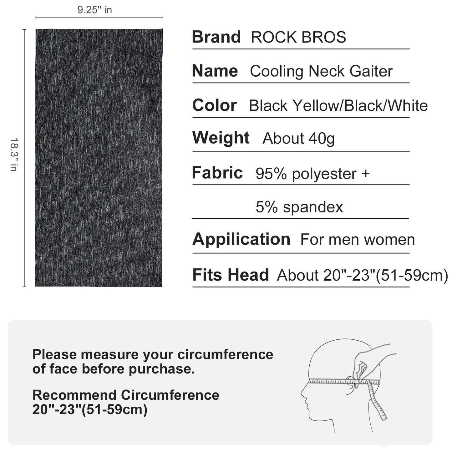 ROCKBROS Cooling Neck Gaiter Face Mask Fishing Scarf Face Cover for Men Women - ROCKBROS