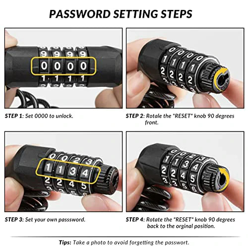 Compact Bike Helmet Lock with Retractable Cable