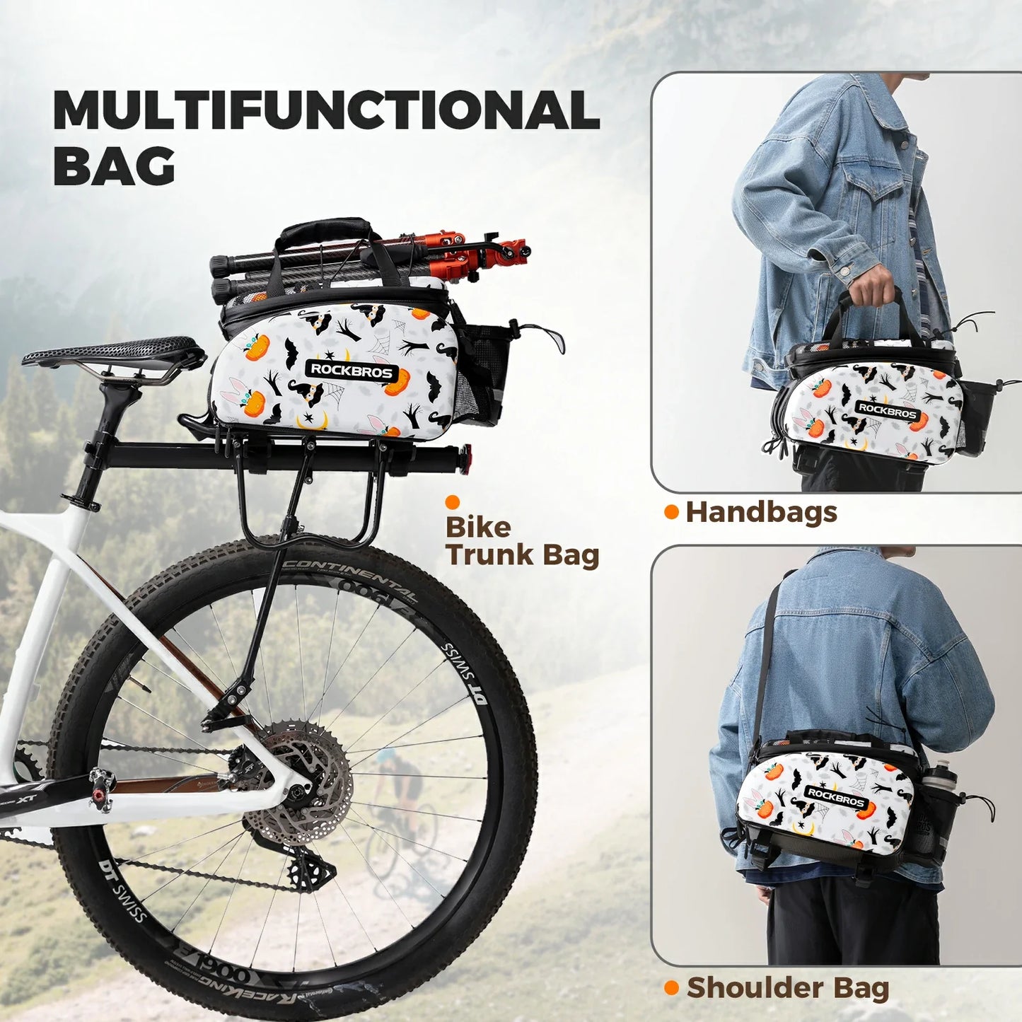 ROCKBROS bike pannier bag double side storage with rain cover 17L-35L