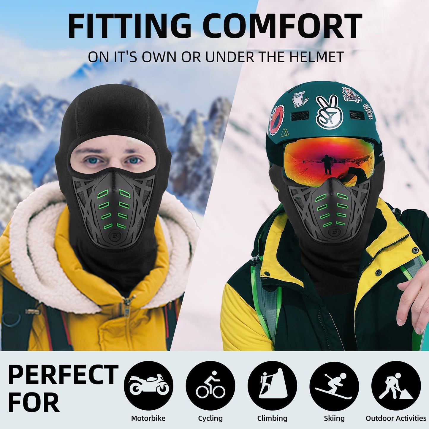 ROCKBROS Balaclava Ski Mask Thermal Windproof Balaclava Mask 3D Design - ROCKBROS