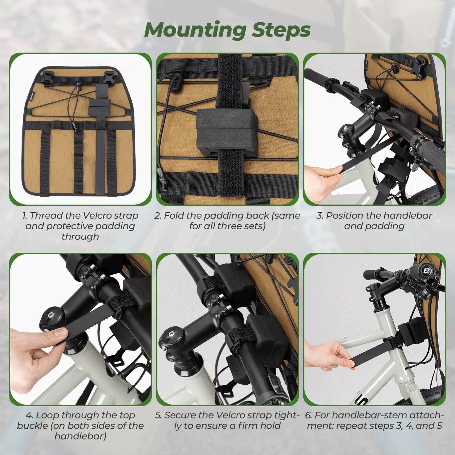 Step-by-step guide on mounting a bike seat with text instructions.