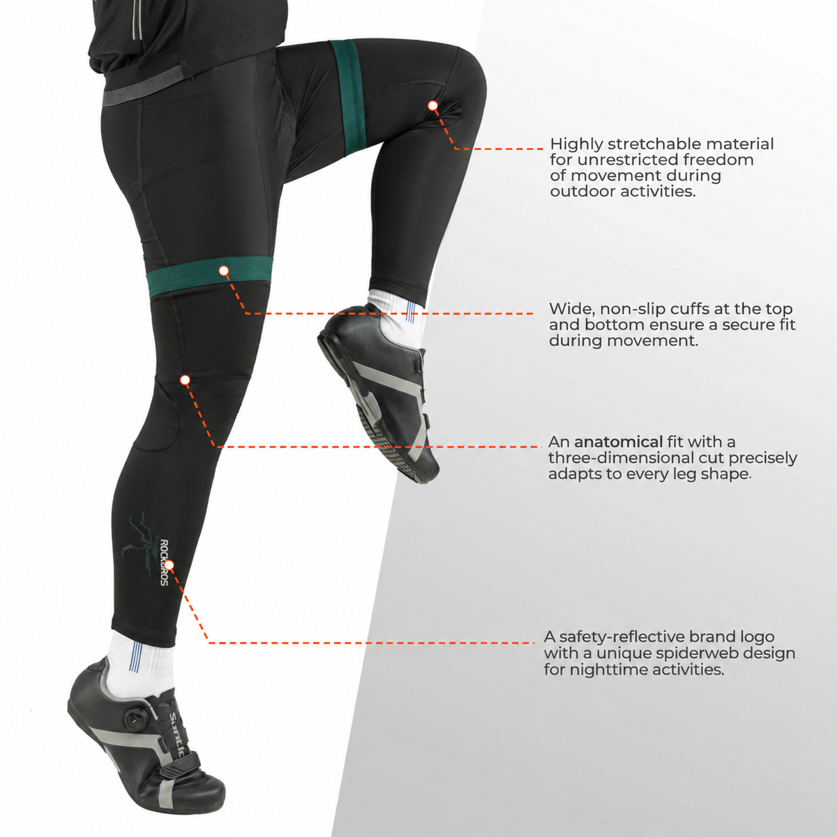 Jambières de cyclisme d'hiver thermiques S-3XL (1 paire)