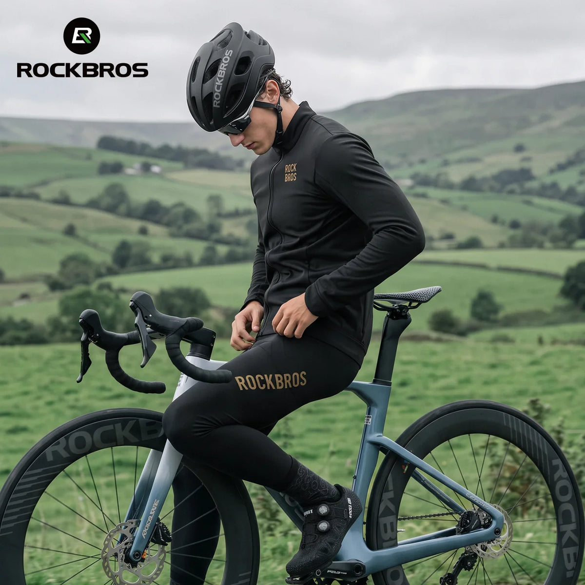ROCKBROS maillot cyclisme hiver coupe-vent à manches longues, doublure polaire