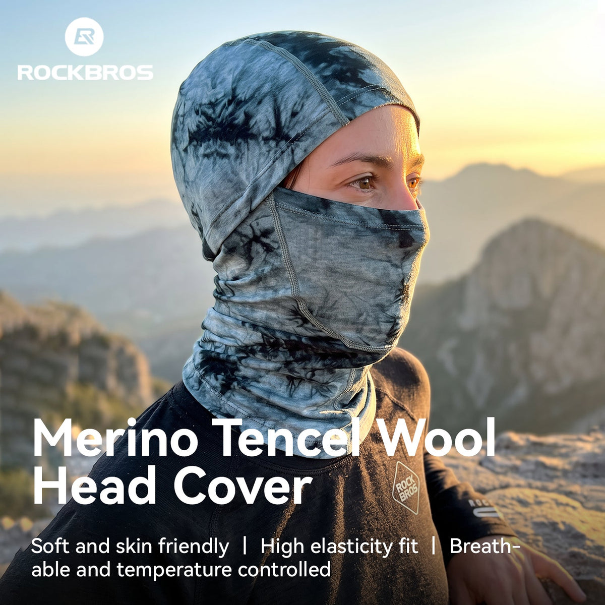 ROCKBROS cagoule hiver coupe-vent en Tencel et laine mérinos