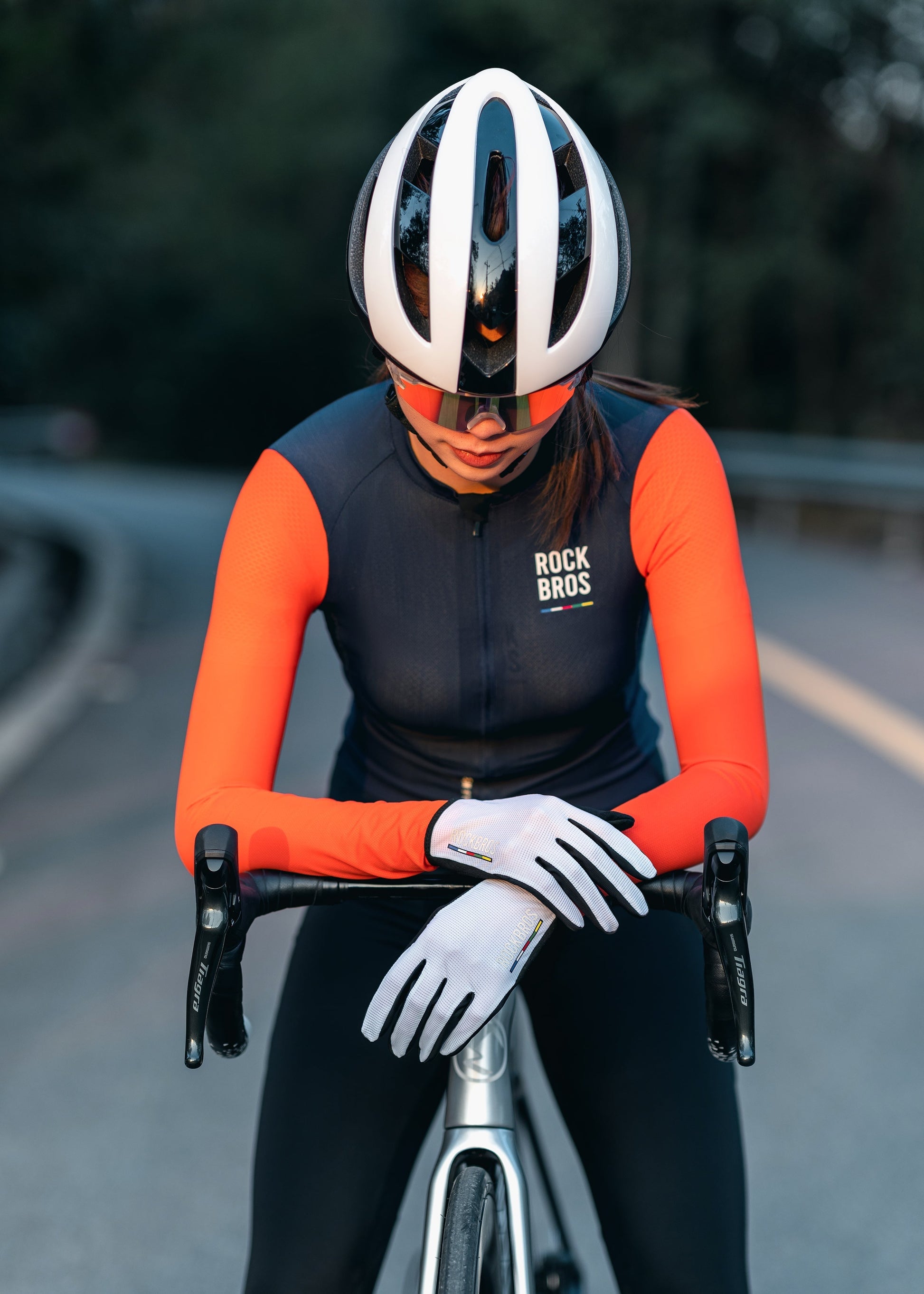 ROCKBROS Road-to-Sky Women's Cycling Long-Sleeved Jersey #Color_Navy Blue