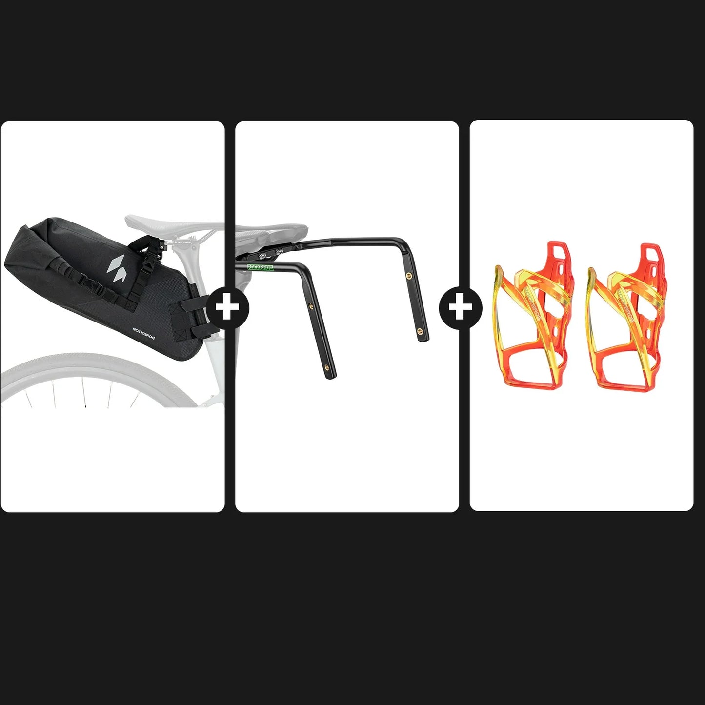13L Bikepacking Saddle Bag Set with Stabilizer & Bottle Cages#Color_Red Yellow