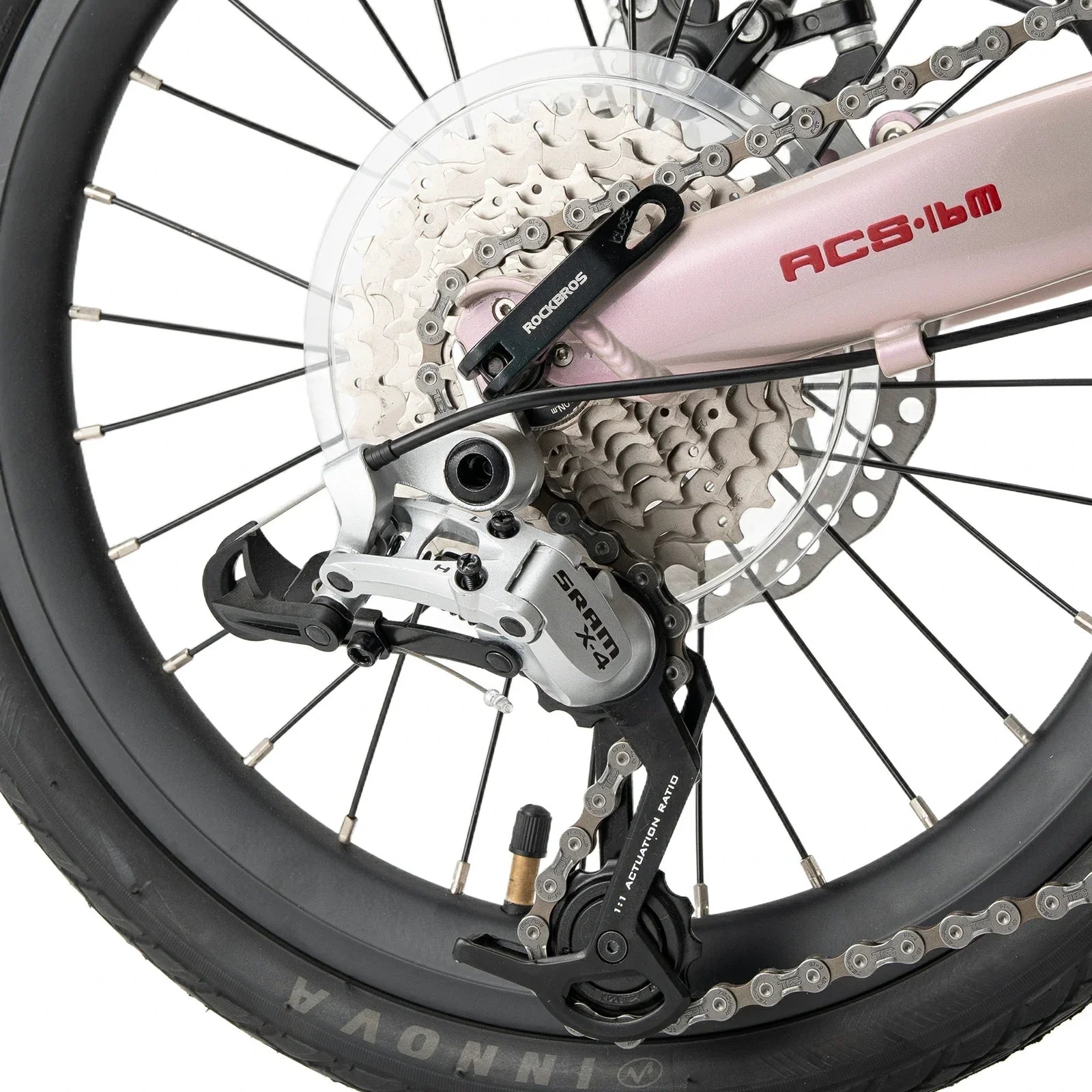 16 Inch Folding Bike 9 Speed #Color_Pink