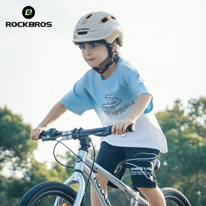 ROCKBROS colourful kids bike helmet with vibrant design, providing reliable protection, adjustable fit, and comfort for young riders. 