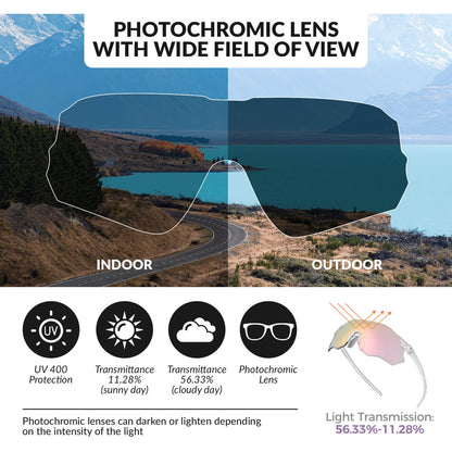 ROCKBROS photochromic or polarised cycling sunglasses SP359, UV400 protection sports eyewear for men and women. #Color_Pink White/Photochromic