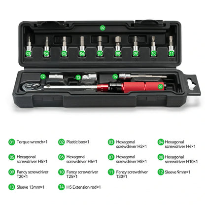 ROCKBROS Adjustable Torque Wrench Set for Bicycle Maintenance 72-tooth 2-24 Nm Torque - ROCKBROS-UK