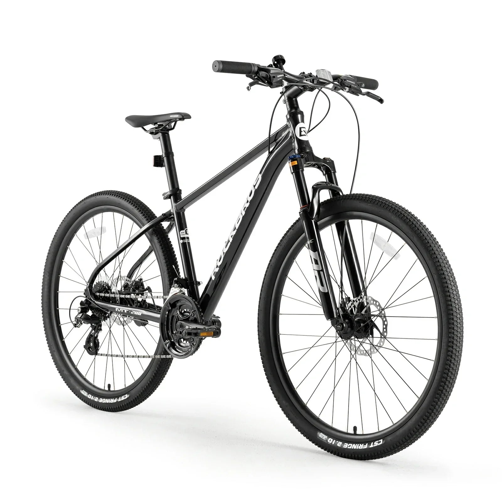 Hydraulic disc brake system on ROCKBROS MT200 mountain bike.
#color_black