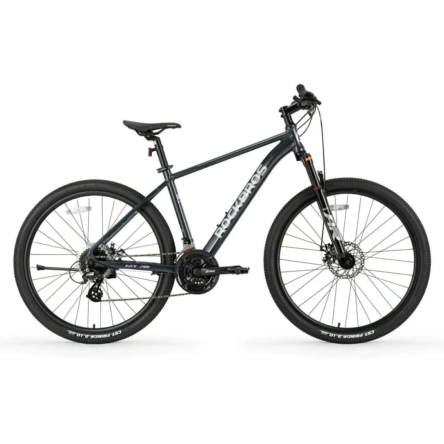 Hydraulic disc brake system on ROCKBROS MT200 mountain bike.
#color_black