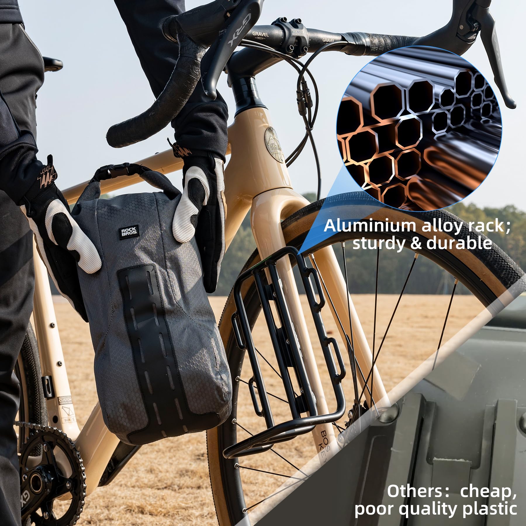 ROCKBROS Bike Waterproof 4L Front Fork Bag with Bike Rack - ROCKBROS
