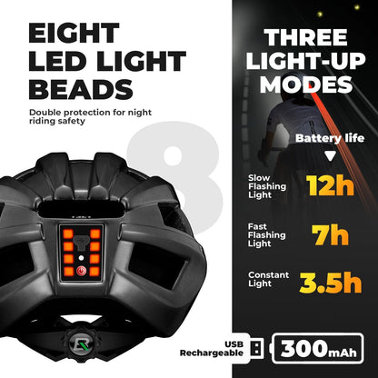ROCKBROS Bicycle Helmet MTB Road Cycling Rear Light s Integrally-molded EPS+PC Ultralight - ROCKBROS