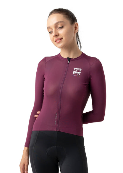 ROCKBROS Road-to-Sky Women's Cycling Long-Sleeved Jersey #Color_Deep Purple
