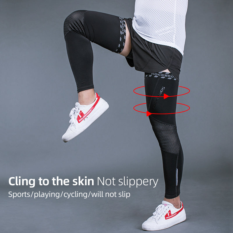 ROCKBROS Ensemble Manches de Bras & Jambières Thermiques Hiver Élastiques, Protection pour Cyclisme (1 Paire Chaque)