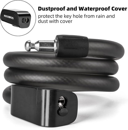 ROCKBROS 4ft Bike Cable Lock - Secure, Lightweight with Mounting Bracket#Color_Charcoal Black