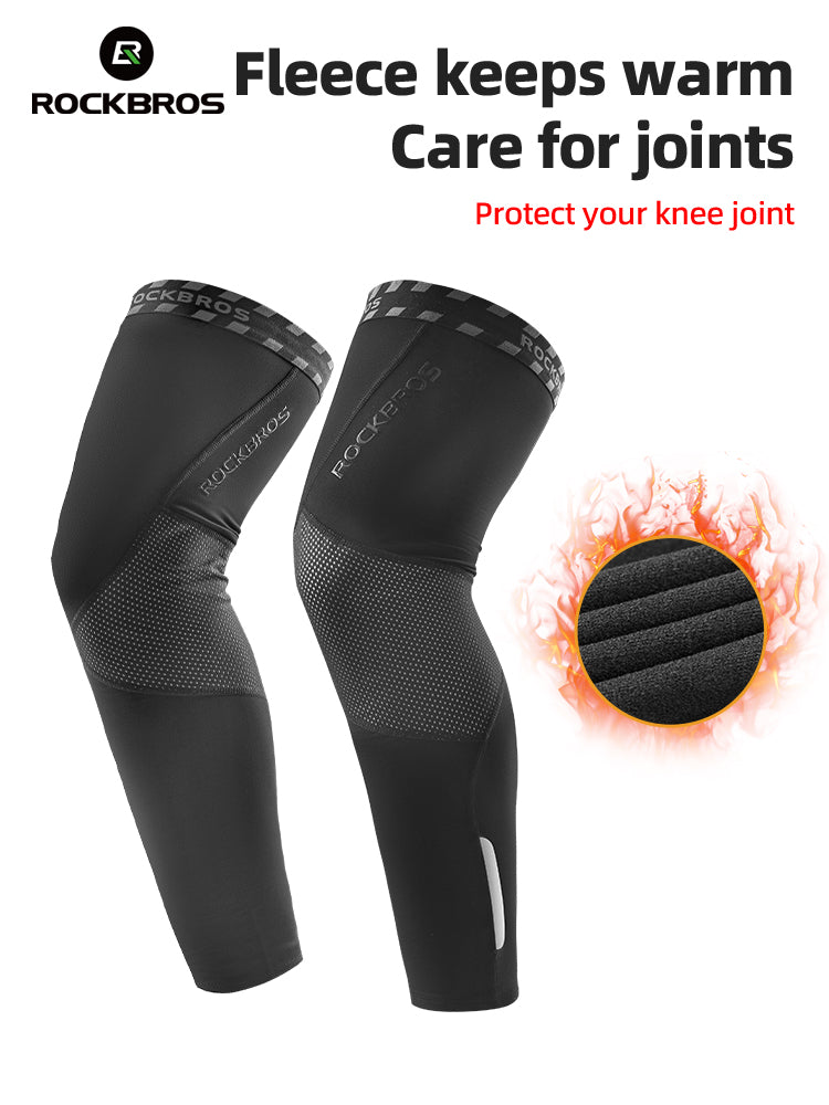 ROCKBROS Ensemble Manches de Bras & Jambières Thermiques Hiver Élastiques, Protection pour Cyclisme (1 Paire Chaque)