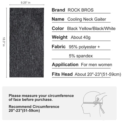 ROCKBROS Cooling Neck Gaiter Face Mask Fishing Scarf Face Cover for Men Women - ROCKBROS