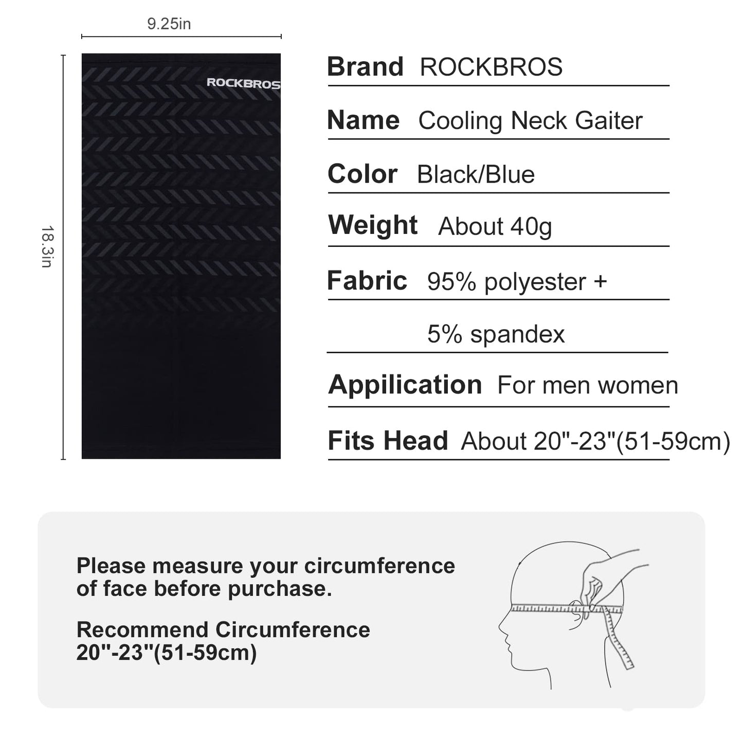 ROCKBROS Cooling Neck Gaiter Face Mask Fishing Scarf Face Cover for Men Women - ROCKBROS