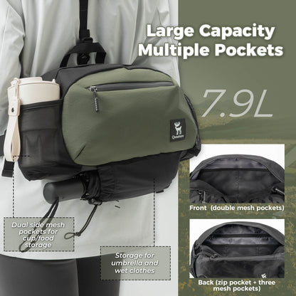 Qunature Bike Backpack/Travel Waist Bag 7.9L – Versatile Carry for Every Adventure!​