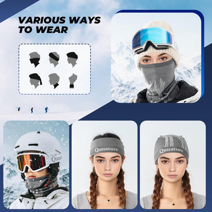 Qunature Winter Neck Gaiter Ski Mask Fleece Face Covering for Men and Women #Color_Grey