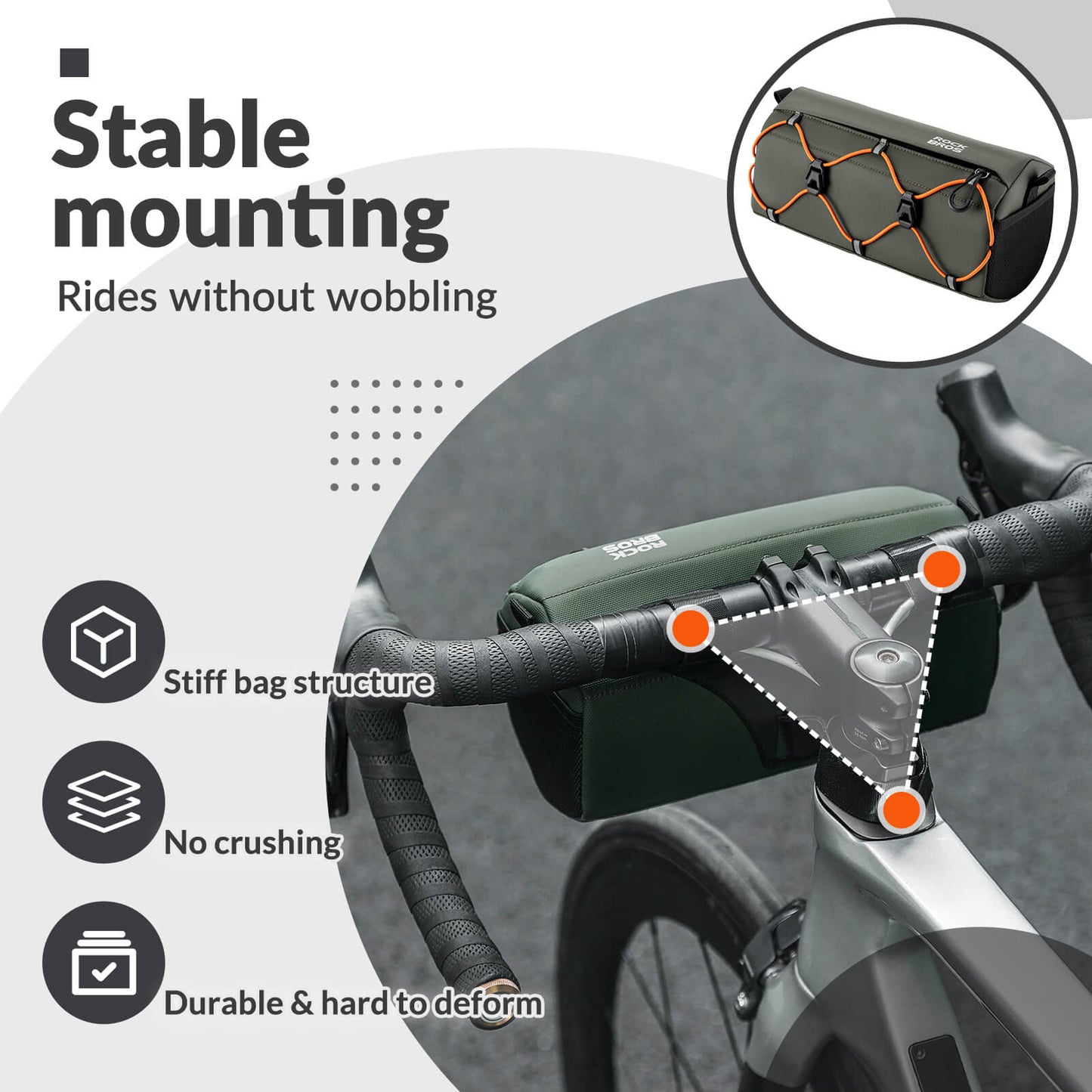 ROCKBROS Handlebar Bag 2.2L – Smart Storage On-The-Go! #Color_Army Green