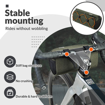ROCKBROS Handlebar Bag 2.2L – Smart Storage On-The-Go! #Color_Dark Green