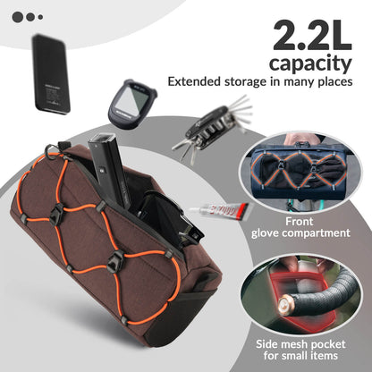 ROCKBROS Handlebar Bag 2.2L – Smart Storage On-The-Go! #Color_Brown