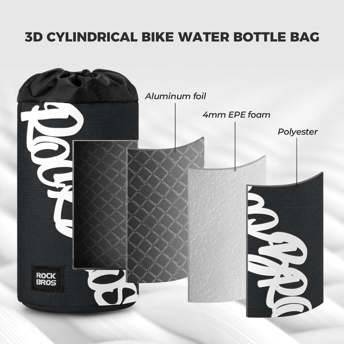 ROCKBROS 1L handlebar bag with integrated bottle holder, ideal for cycling hydration and storage.#Color_Black