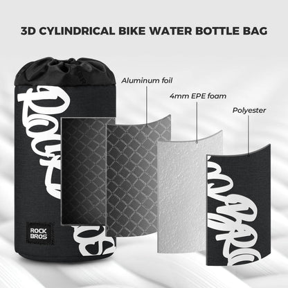 ROCKBROS 1L handlebar bag with integrated bottle holder, ideal for cycling hydration and storage.#Color_Black