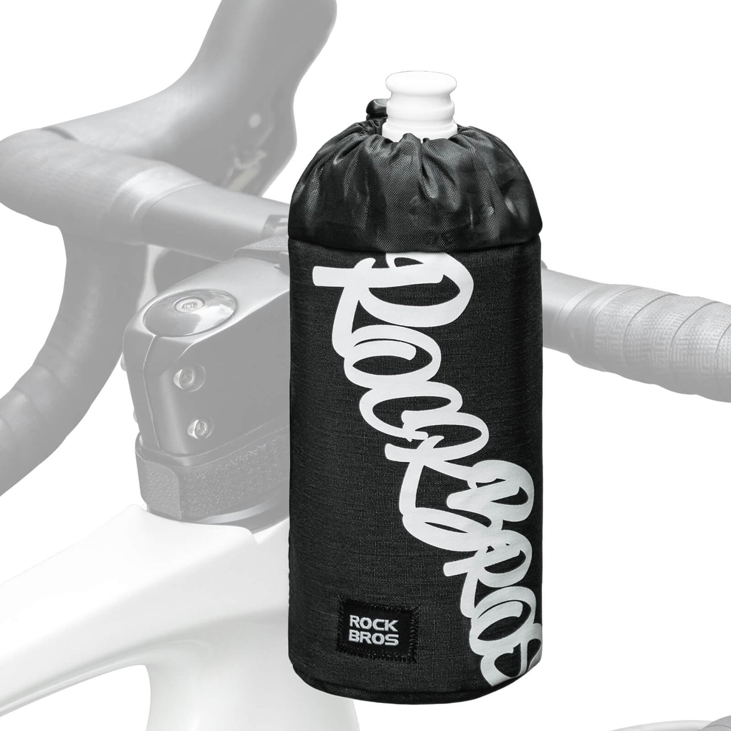 ROCKBROS 1L handlebar bag with integrated bottle holder, ideal for cycling hydration and storage.#Color_Black