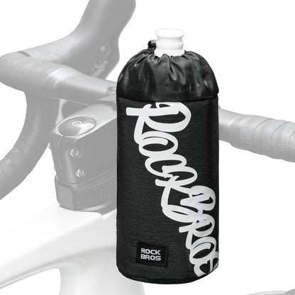 ROCKBROS 1L handlebar bag with integrated bottle holder, ideal for cycling hydration and storage.#Color_Black