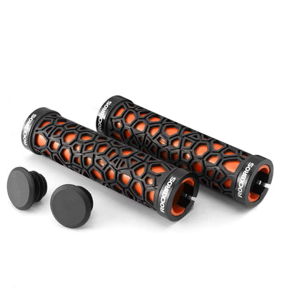 ROCKBROS Bicycle Handlebar Grips Aluminum Alloy Double Lock-on Bike Grips #Color_Orange