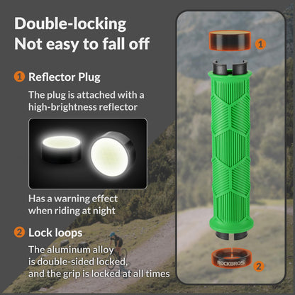 ROCKBROS Bicycle Handlebar Grips Non-slip Rubber Handlebar Grips #Color_Green