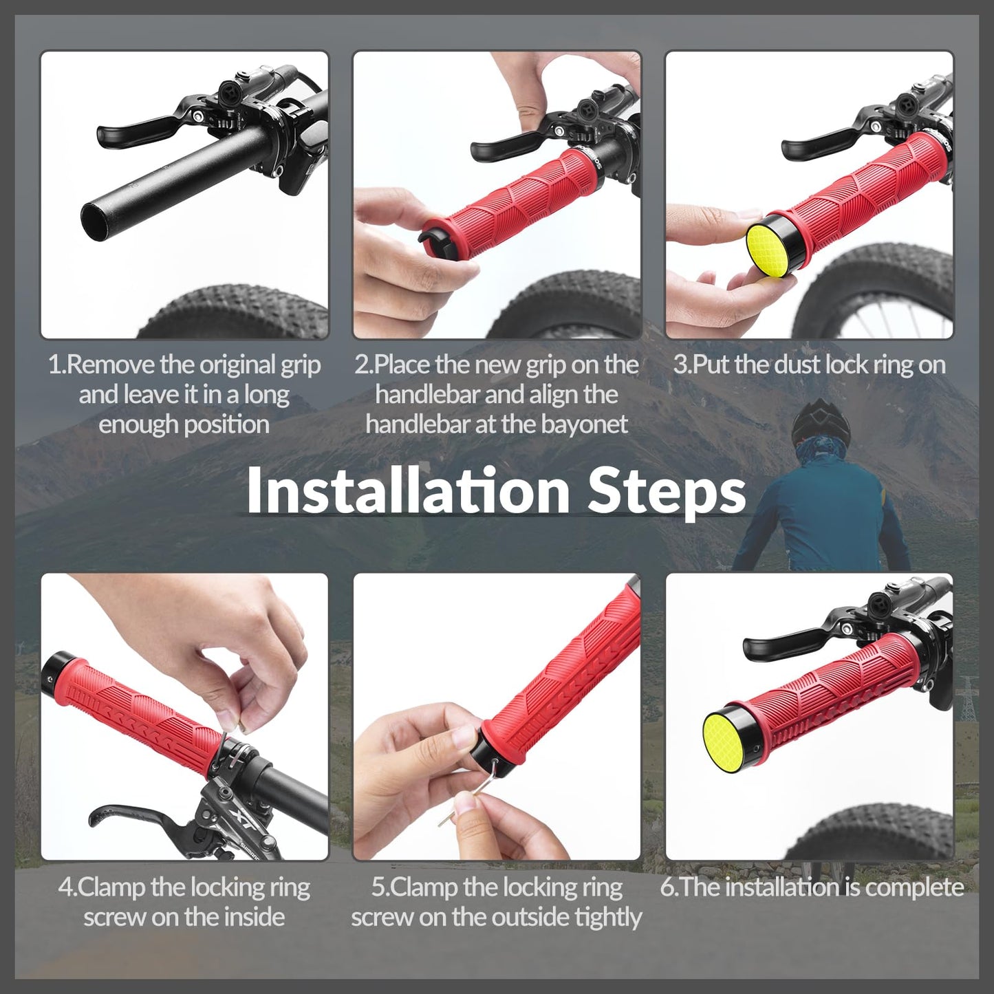 ROCKBROS Bicycle Handlebar Grips Non-slip Rubber Handlebar Grips #Color_Orange