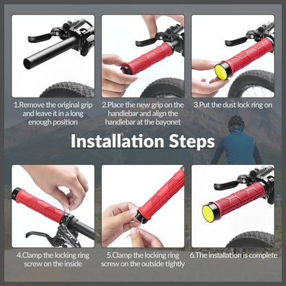 ROCKBROS Bicycle Handlebar Grips Non-slip Rubber Handlebar Grips #Color_Red