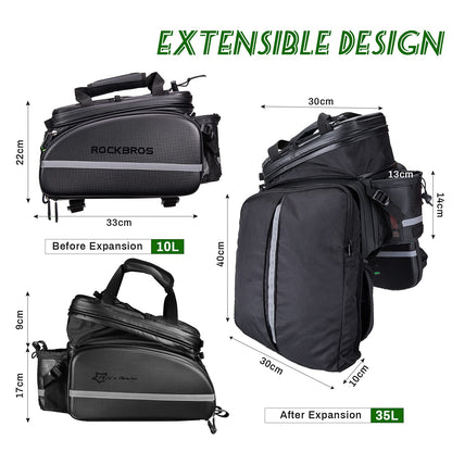 ROCKBROS Bicycle Pannier Bag Waterproof Carbon Texture Rear Rack Bag - ROCKBROS-UK