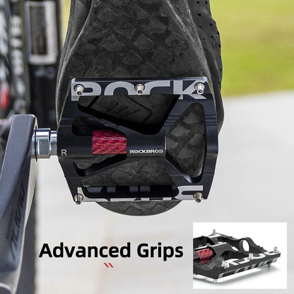 ROCKBROS Bicycle Pedals 9/16 Mountain Bike Pedals Aluminium (Pair) #Color_Black