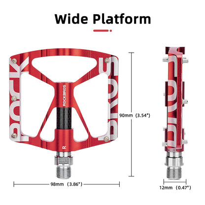 ROCKBROS Bicycle Pedals 9/16 Mountain Bike Pedals Aluminium (Pair) #Color_Red