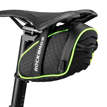 ROCKBROS Bicycle Saddle Bag Under Seat 3D Shell Cycling Seat Pack #Size_Green Black