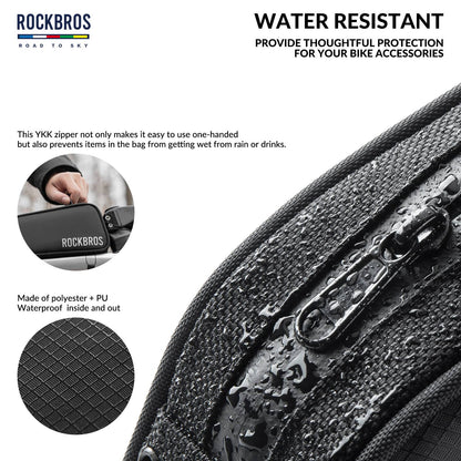 ROCKBROS Bicycle Top Tube Bag Frame Bag 0.7L Reflective Bicycle Bag #Color_Black