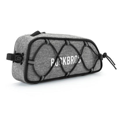 ROCKBROS Bicycle Top Tube Bag Frame Bag 0.7L Reflective Bicycle Bag #Color_Linen Gray
