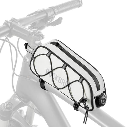 ROCKBROS Bicycle Top Tube Bag Frame Bag 0.7L Reflective Bicycle Bag #Color_White