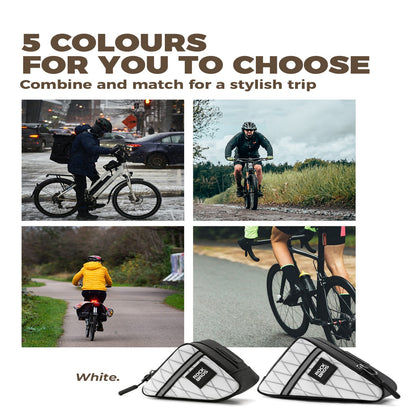 ROCKBROS Triangle Frame Bag – Compact Storage for Folding Bikes! #Color_White