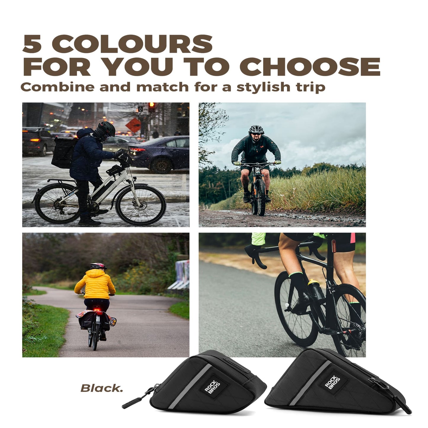 ROCKBROS Triangle Frame Bag – Compact Storage for Folding Bikes! #Color_Black