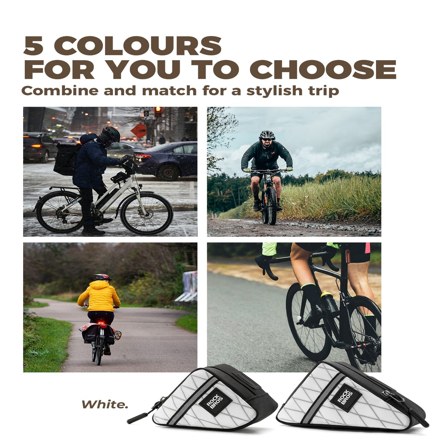 ROCKBROS Triangle Frame Bag – Compact Storage for Folding Bikes! #Color_White