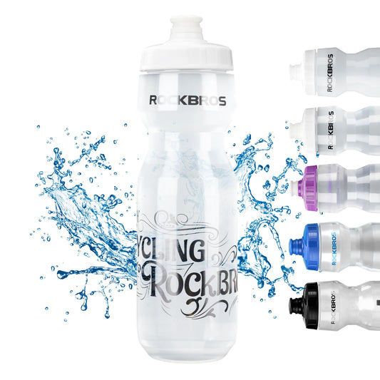 ROCKBROS Bicycle Water Bottle 750 ml Sports Drinks Bottle BPA-Free #Color_White + Transparent